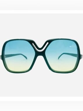 1970’s Silhouette Oversized Green Sunglasses w/ Cutout, Mod 55, Made in Austria